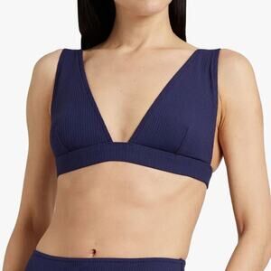 Zimmermann Ribbed Triangle Bikini Top Navy Blue Wide Strap